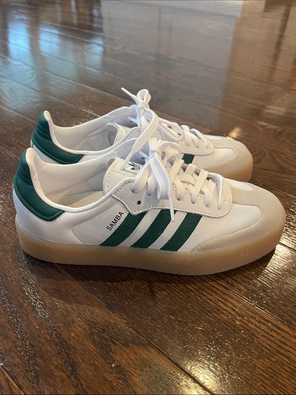 Adidas Samba OG White Green Gum Sole Sneakers Size 7.5 - Picture 1 of 7